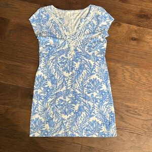 Blue and White Patterned Women's Dress
